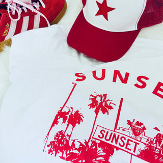 Sunset blvd tee RED *boyfriend fit*