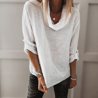 White Lili linen top with cowl neck *NEW*