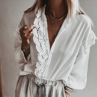 WHITE Broderie Ruffle Blouse *NEW*