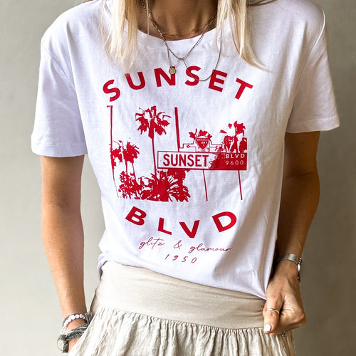 Sunset blvd tee RED *boyfriend fit*