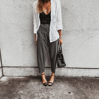 Slouchy Charcoal jogger jeans with pockets