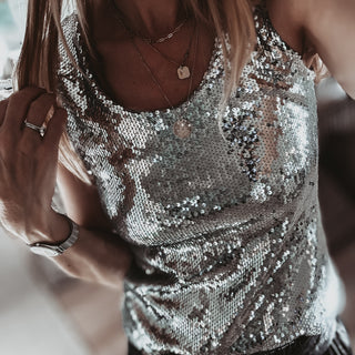 Suzi SILVER sequin top *NEW*