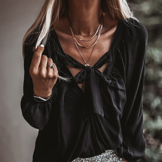 Florence BLACK bow blouse