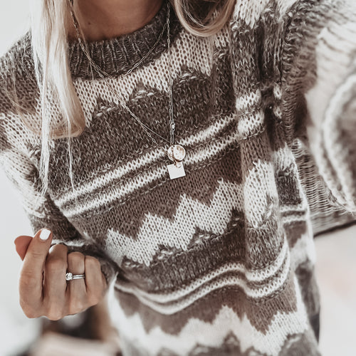 Brown zig zag slouchy jumper *NEW*