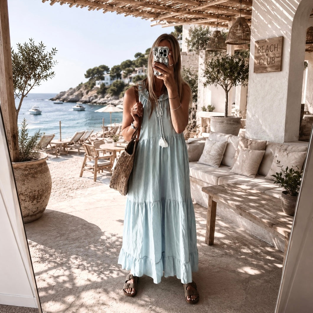 Light denim blue ruffle dress *NEW*