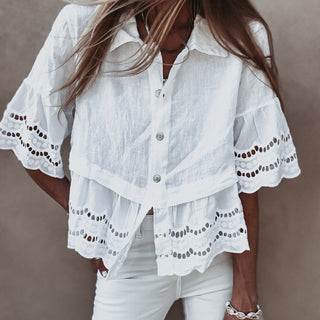 Lola White linen shirt with cotton lace *NEW*