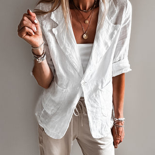 WHITE linen blouse blazer *NEW*