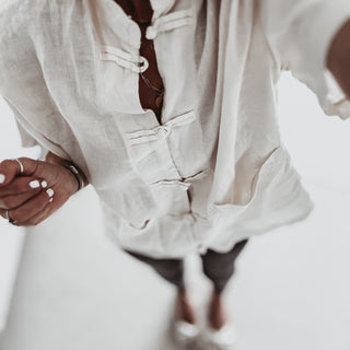Vintage white (cream) Duna linen mandarin blazer  *NEW*