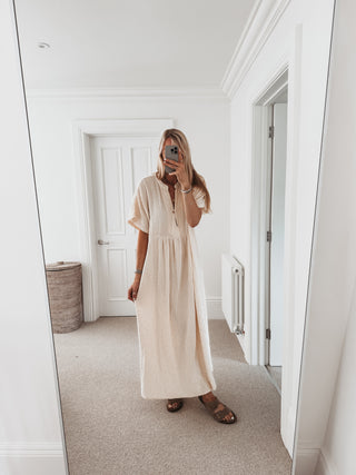 Aldina Vintage white dress with gold flecks *NEW*