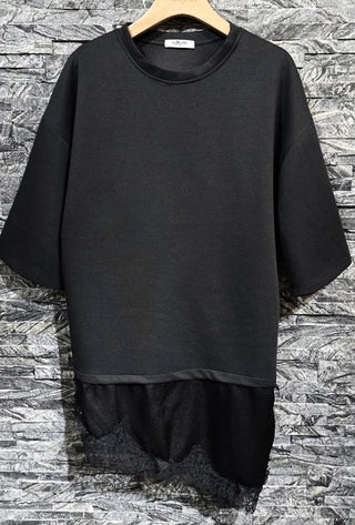 BLACK Lara Lace asymmetric tee *NEW*