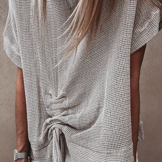 Lilly TAUPE blouse with rouche tie *NEW*