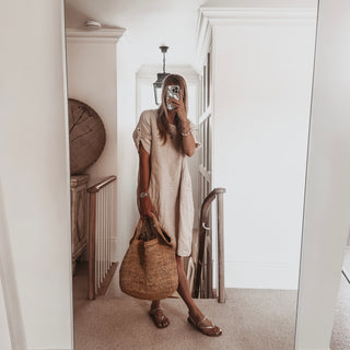Lillie linen relaxed beige dress *NEW*
