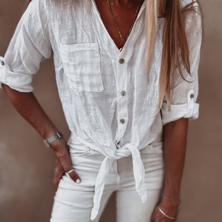 Luli WHITE tie blouse *NEW*