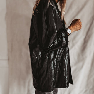 Oswega Black faux patent leather boyfriend blazer *NEW*