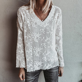 WHITE lace flower blouse *NEW*