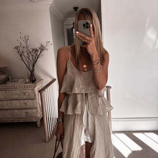 Livy long sand linen top *NEW*