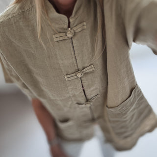 Light olive Duna linen mandarin blazer  *NEW*
