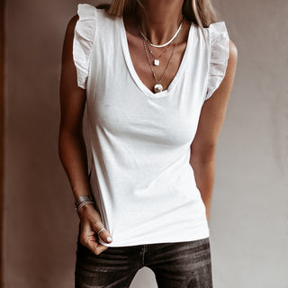 White Mina frills tee *NEW*