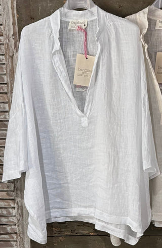 Pingus WHITE relaxed linen top