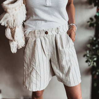 Pinstripe linen shorts CREAM *NEW*