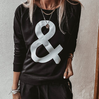 Black Ampersand sweatshirt *relaxed style* NEW