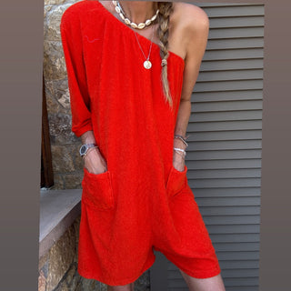 Orange / Red off shoulder beach playsuit *NEW*