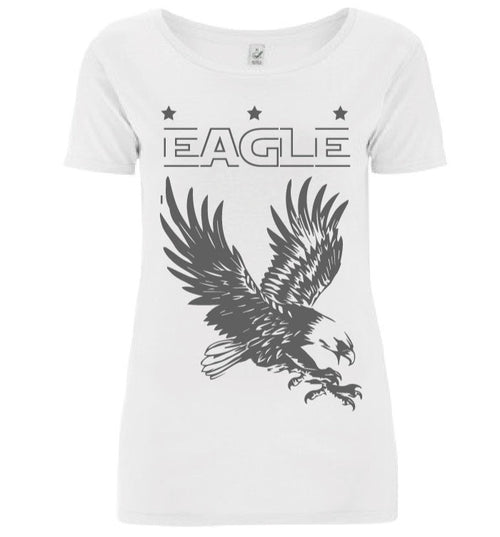 White tee with grey eagle *Sample, size M*