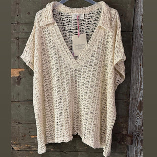 Callie CREAM crochet v neck blouse  *NEW*