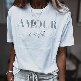 AMOUR Cafe white / light grey tee *boyfriend fit* *NEW*