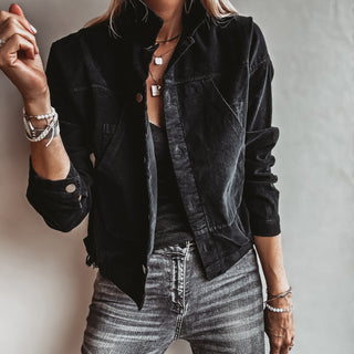 Corduroy military BLACK jacket *NEW*