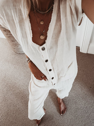 Ribera Cream linen boilersuit *NEW*
