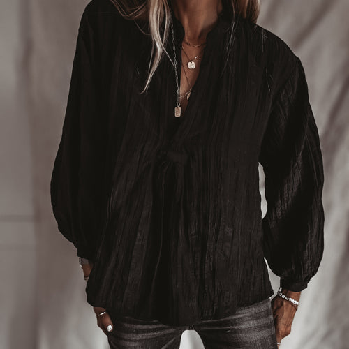 Pingus BLACK relaxed satin crepe blouse