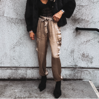 GOLD CHAMPAGNE Satin Cargo joggers *NEW*