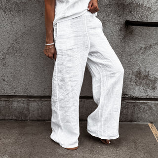 White SULTAN LINEN ULTIMATE joggers *NEW*