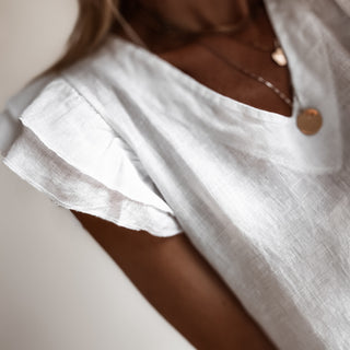 White Santiago frills linen tee *NEW*