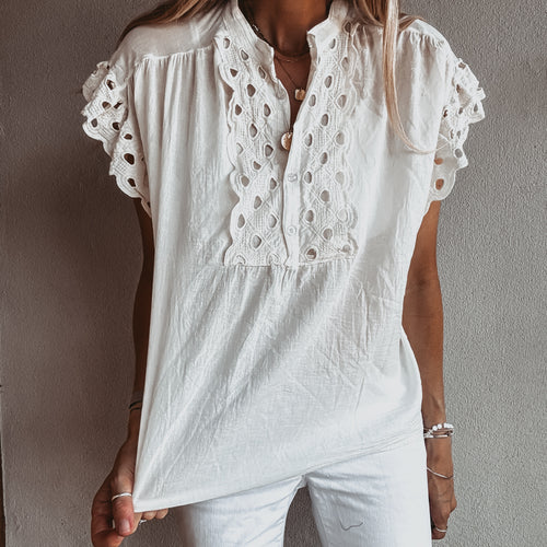 Ria CREAM ruffle blouse  *NEW*