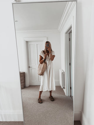 Kalamata CREAM  V neck t shirt dress