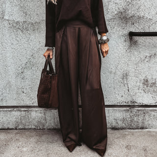 Verona BROWN satin palazzos pants *NEW*