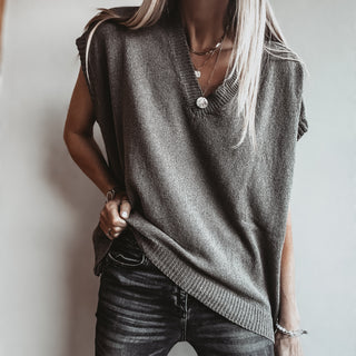 Patia GREY knitted V tank *NEW*