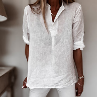 White v neck linen top *NEW*