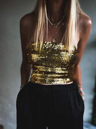 Sassari GOLD sequin mini skirt / strapless top