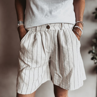 Pinstripe linen shorts CREAM *NEW*