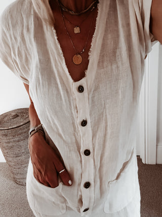 Ribera Cream linen boilersuit *NEW*