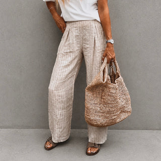 Beige pinstripe linen joggers *NEW*