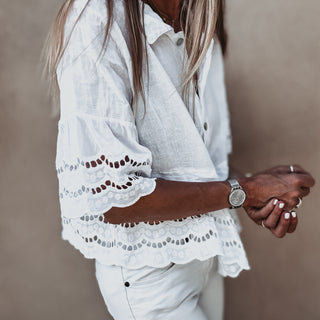 Lola White linen shirt with cotton lace *NEW*