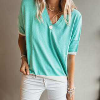 Turquoise V neck