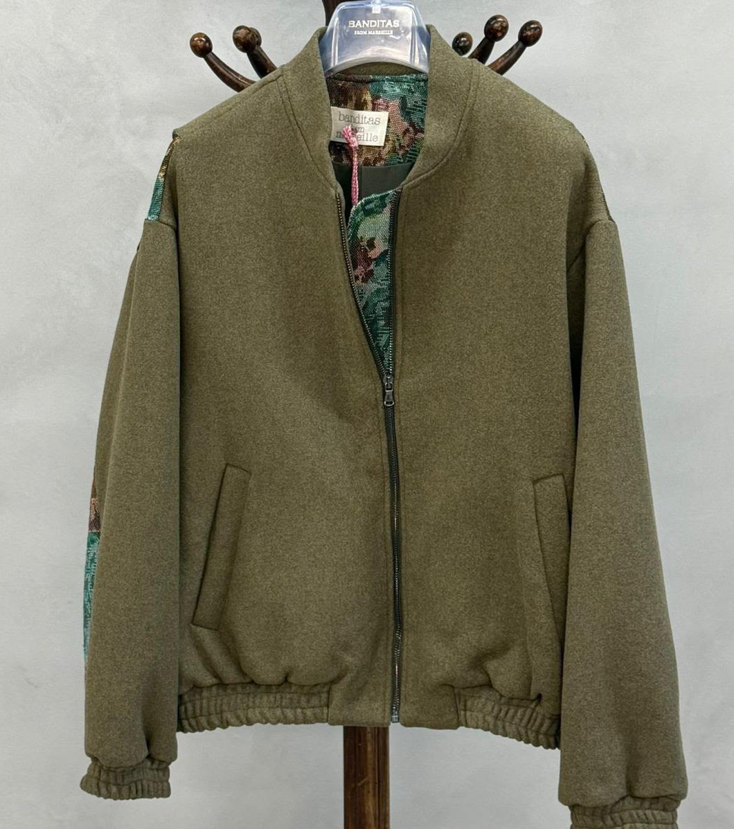 Khaki floral bomber blazer *NEW*