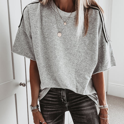 Grey short sleeved sweatshirt with stripes *NEW*