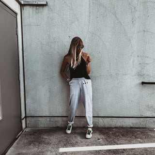 COLLEGE Grey star super slouchy joggers *BACK IN STOCK*