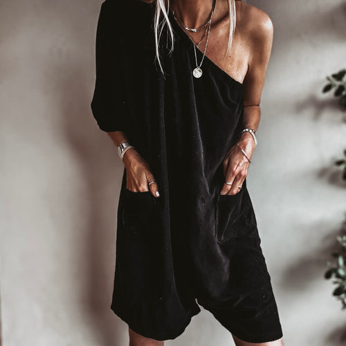 Black off shoulder beach playsuit *NEW*